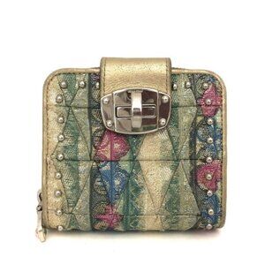 EGA MIU MIU Studded Embellished Jacquard Bifold Wallet MultiColor/6BL0332